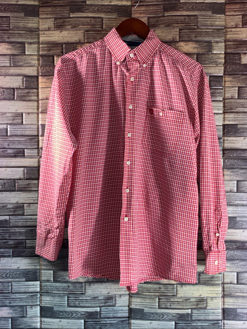 Vintage Wrangler George Strait Red Checkered Button-Down Shirt Large
